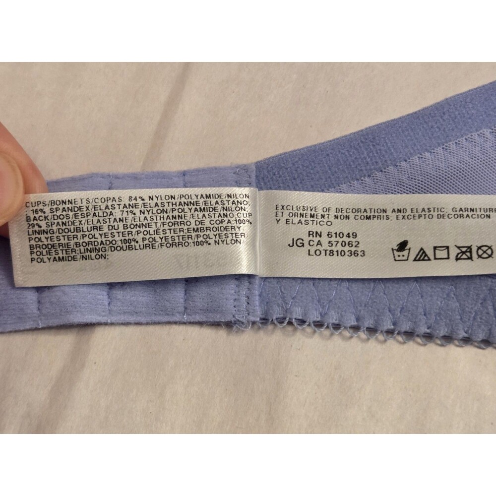 NWT Wacoal Lace Trim T-Shirt Bra 34D Periwinkle Blue Underwire Smooth Cups - Picture 8 of 9